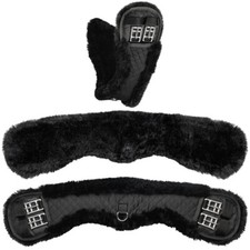 Equinate Mondgurt Kurzgurt 50 60 70 80cm Lammfell Sattelgurt schwarz braun natur