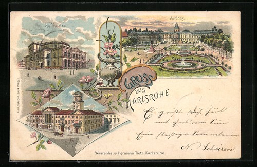 Lithographie karlsruhe b - karlsruhe, i.