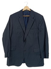 BURBERRY Sakko Herren 52/L Business Anzugjacke Schwarz Gestreift Schurwolle