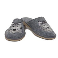 Hausschuhe für Damen Herren, Kinder WOLF 100% Filzpantoffeln Latschen 35-47