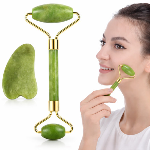 Jade roller gua sha set - &,