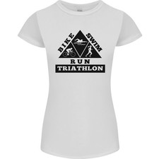 Triathlon Dreieck Lauf Schwimmen Radfahren Damen Petite Schnitt T-Shirt
