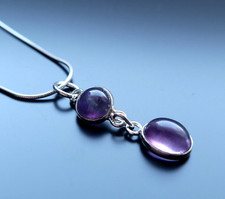 925 Sterling Silber Halskette Amethyst Edelstein Anhänger Echtschmuck