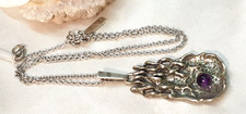 Großer 835 Silber Anhänger Vintage 60er/70er Jahre Amethyst & Silber Kette