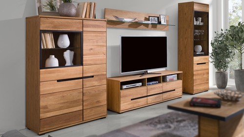 Wohnwand anbauwand eichenholz - wohnwand,