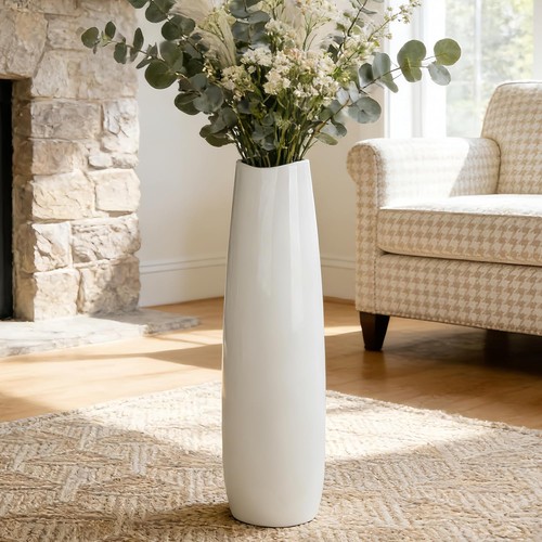Bodenvase keramik weiß - weiß, cm