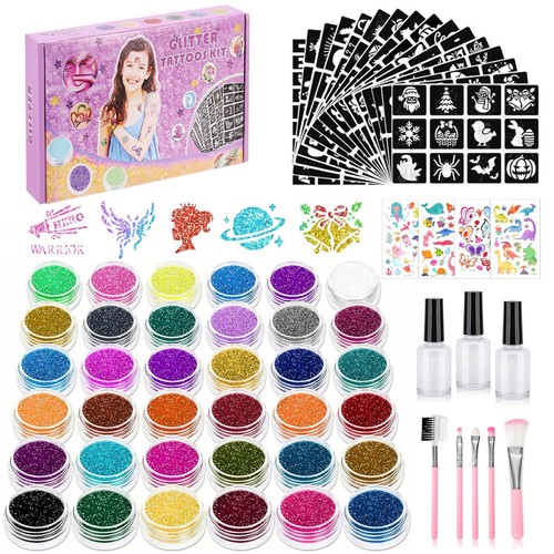 Glitzer tattoo set - 💖,