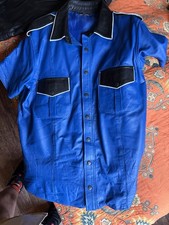 Blau Weiß Leder Hemd Gay Sexy
