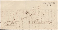 Preußen Vorphilatelie Faltbrief Zweizeiler KRAPPITZ 3.10.1849 nach Falkenberg