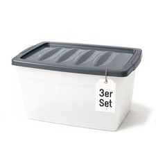 Aufbewahrungsbox mit Deckel 3x 60 L groß Budget Line Plastikbox mit Deckel