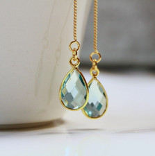 Ohrring Topas synthetisch Durchziehohrringe vergoldet Geschenk Frau Mutter