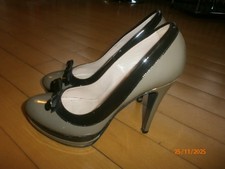 Designer Baldinini Italy  Lackleder High Heel Plateau Pumps khaki schwarz Gr. 37