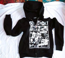 DSQUARED2 SCHWARZER HOODY JACKE MIT GROSSEM AUFDRUCK WEISS GR XS S 14Y