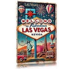 Blechschild Welcome Las Vegas Nevada Vintage Nostalgie Metallschild TEL2770