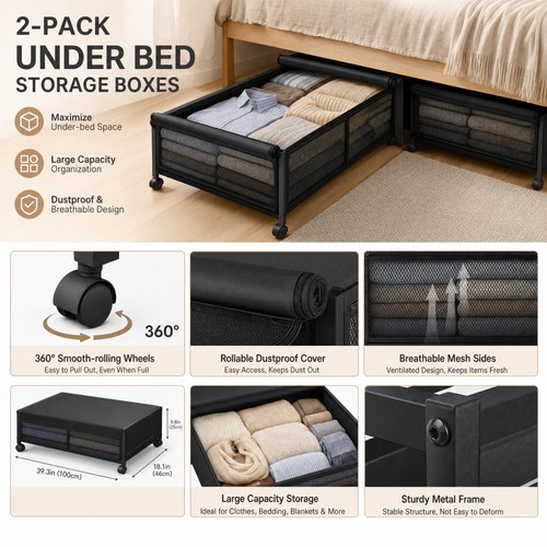 Unterbett aufbewahrungsbox - 2x,