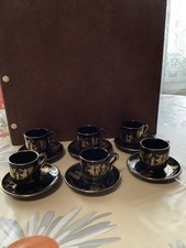 6er Set Espressotassen & Untertassen Griechenland 24k Gold & Schwarz 