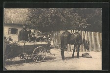 Pferdegespann mit Familie, Ansichtskarte 