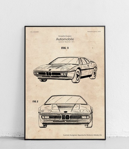 Bmw patentzeichnung plakat - bmw,