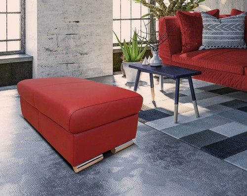 Rot echtleder hocker - echtleder,