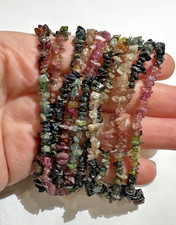 Vintage 2 Rosa Grün Turmalin Peridot Kieselstein Winzig Perle Strand 53.3g Kette
