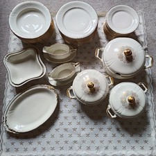 Bavaria Porzellan cremefarben mit Goldrand Tafelservice