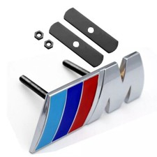 Für BMW M Logo Vorne Chrom Metall Emblem Kühlergrill-Abzeichen Rot/Schwarz/Blau