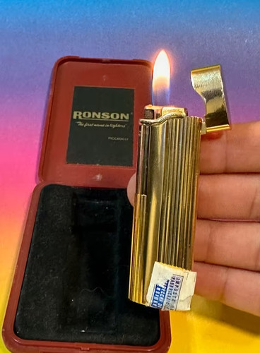 Ronson gas feuerzeug vergoldet - ronson,