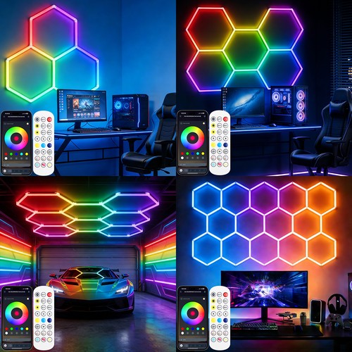 14x hexagon rgb led lampe - 3-14x,