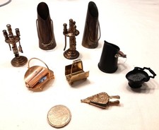 Kaminbesteck, Kohleschütten, Ausschmückungsteile für Puppenhaus / Puppenstube