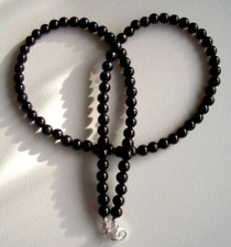 Turmalin Kette - 925 Silber - 110 Karat - 42 cm - Schörl - 6 mm - Schwarz