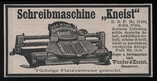 Alte Werbung 1898 Schreibmaschine Typewriter Kneist Wunder & Kneist Hannover
