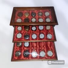 27 Taschenuhren Uhren pocket watches Vitrine Box Kasten ungeprüft