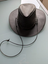 COWBOYHUT - AUSTRALISCHER LEDERHUT - SCHWARZ -  HERRENHUT GRÖSSE   S