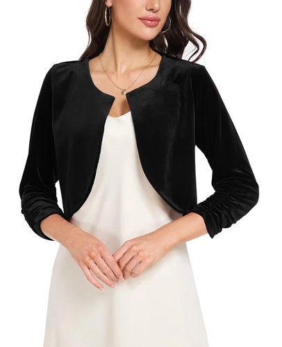 Damen schwarz samt bolero - schwarz,
