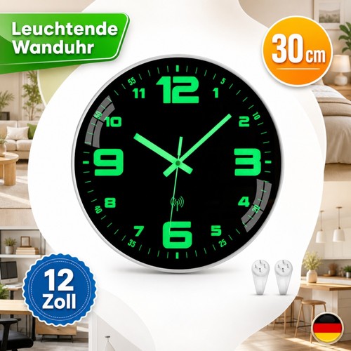 Leuchtende wanduhr ohne ticken - wanduhr,