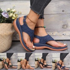 Bequeme flache Damenschuhe aus künstlichem PU Flip-Flops niedriger Keilabsatz