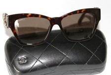 CHANEL 5456-Q-B Sonnenbrille tortoise mit Strass und Lammleder braun
