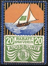 Reklamemarke Augsburg, Rabatt-Spar-Verein, Segelboot 