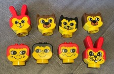 Lego Duplo Primo 8!Figuren Köpfe KATZE, MÄDCHEN mit roten Haaren, HUNDE HASEN