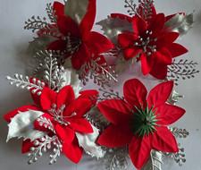 4 Stck künstliche Weihnachtssternblüten 15 cm zum basteln, Dekoration uvm