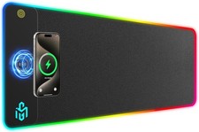 GIM PU-Leder kabelloses Ladekissen RGB Gaming Mauspad 15W, LED Mausmatte