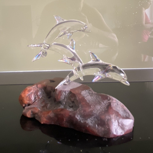 Glas delfine skulptur - glas,