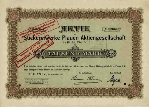 Stickereiwerke plauen 1921 - stickereiwerke,
