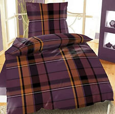 2-tlg. Bettwäsche mit RV, "ROLF" Lila/Braun, Flanell / Mikrofaser 135 x 200 cm