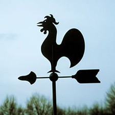 Edelstahl, Wetterfahne ohne Windrose /  Hahn /  Orginal Wetterfahnen Knirsch