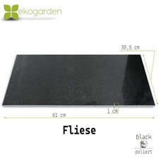 Granit Wandfliese Fliese Platte 61x30,5x1cm Innen Poliert Black Pearl Schwarz