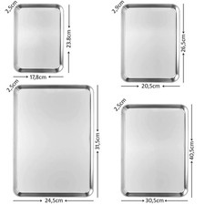 Backblech 4er Set, Edelstahl Backblech, Rechteckig Ofenblech Kuchenblech DIY