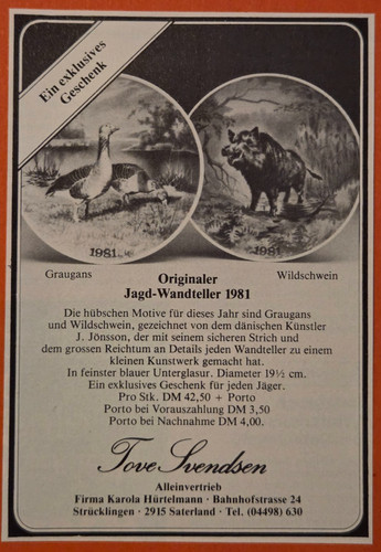 Jagd wandteller porzellan - jagd,
