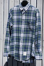 THOM BROWNE New York — Flanell Shirt 3 Colored Square Blue/Green/White — Size 4 