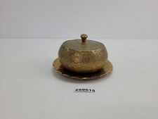 Dose & Wand-Teller Messing Deko Blumengravur DDR alt #259615